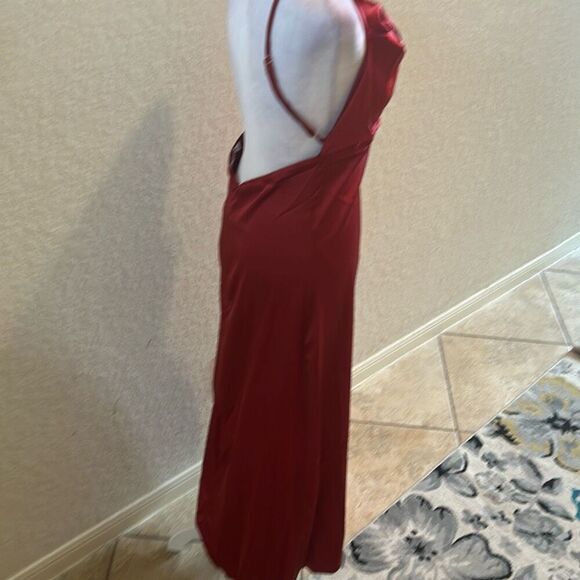 Million Colors Size M Open Back Cowl Neck Slip Dress Red Satin Formal Evening - Picture 8 of 10
